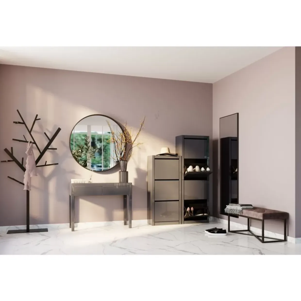 Bank Crossover Grau Schwarz 90X40Cm