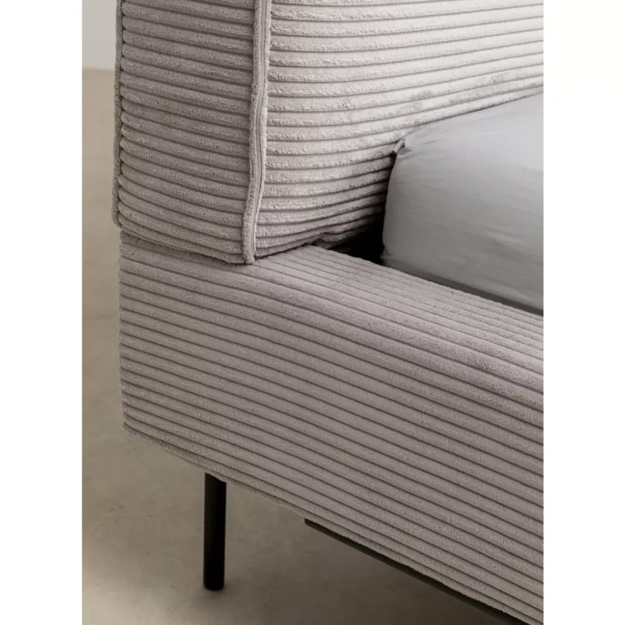 Bett East Side Cord Grau 180X200Cm