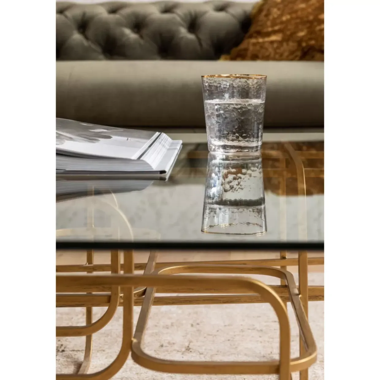 Couchtisch Meander Gold 140X80Cm