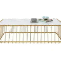 Couchtisch Wire Glas Marble Weis 145X70Cm