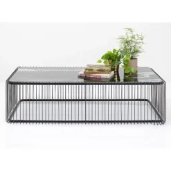 Couchtisch Wire Glas Marble Schwarz 145X70Cm