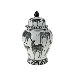 Deckelvase Zebra