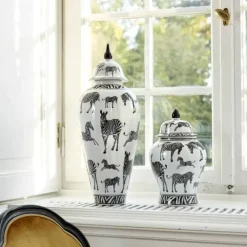 Deckelvase Zebra Gr 23X60