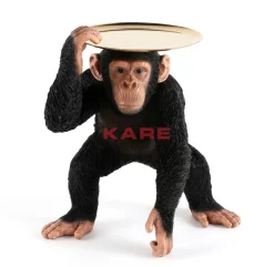 Deko Figur Butler Playing Chimp Schwarz 52Cm