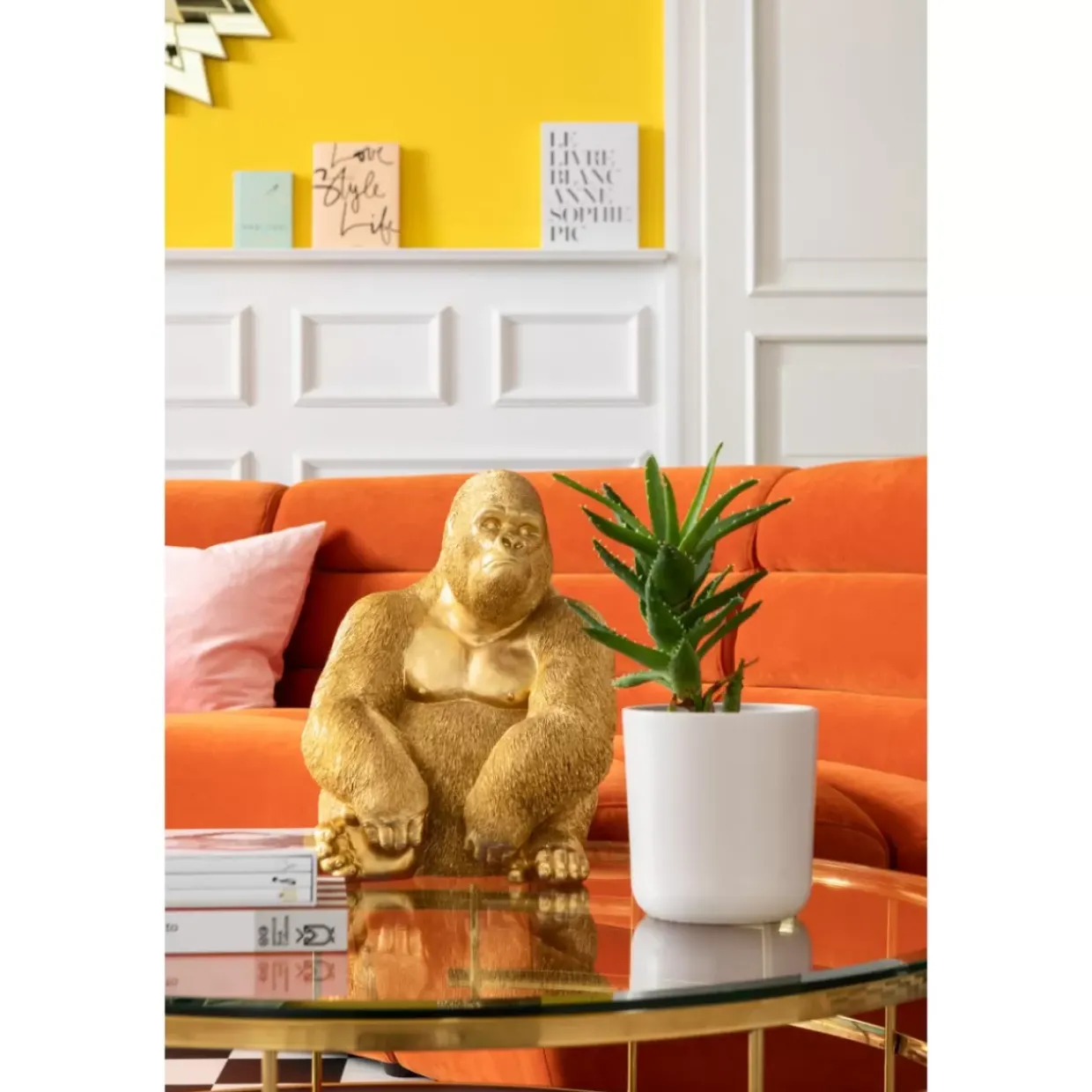 Deko Figur Monkey Gorilla Side Medium Gold
