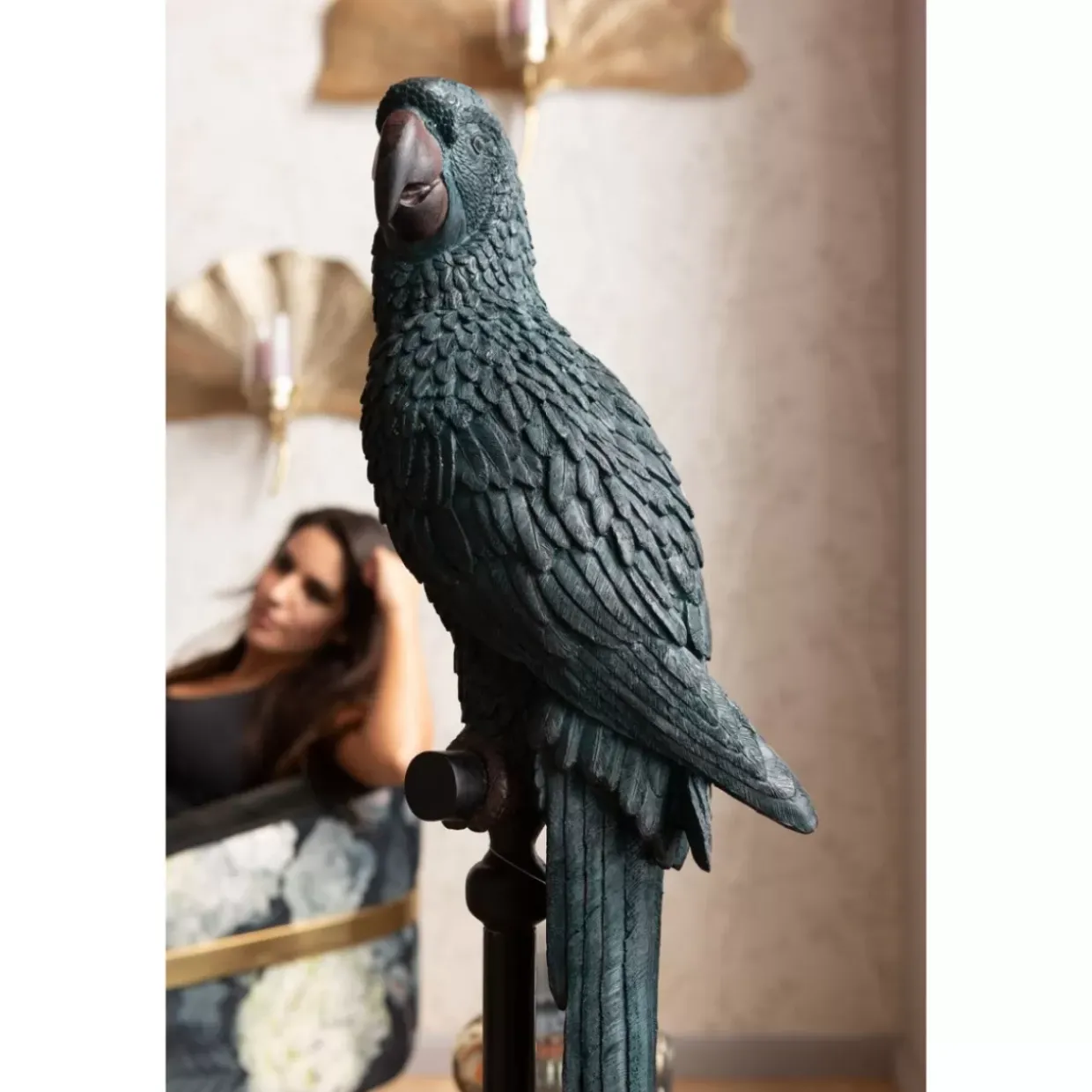 Deko Figur Parrot Petrol