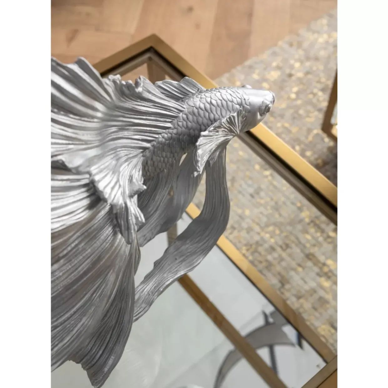 Deko Objekt Betta Fish Silber Klein