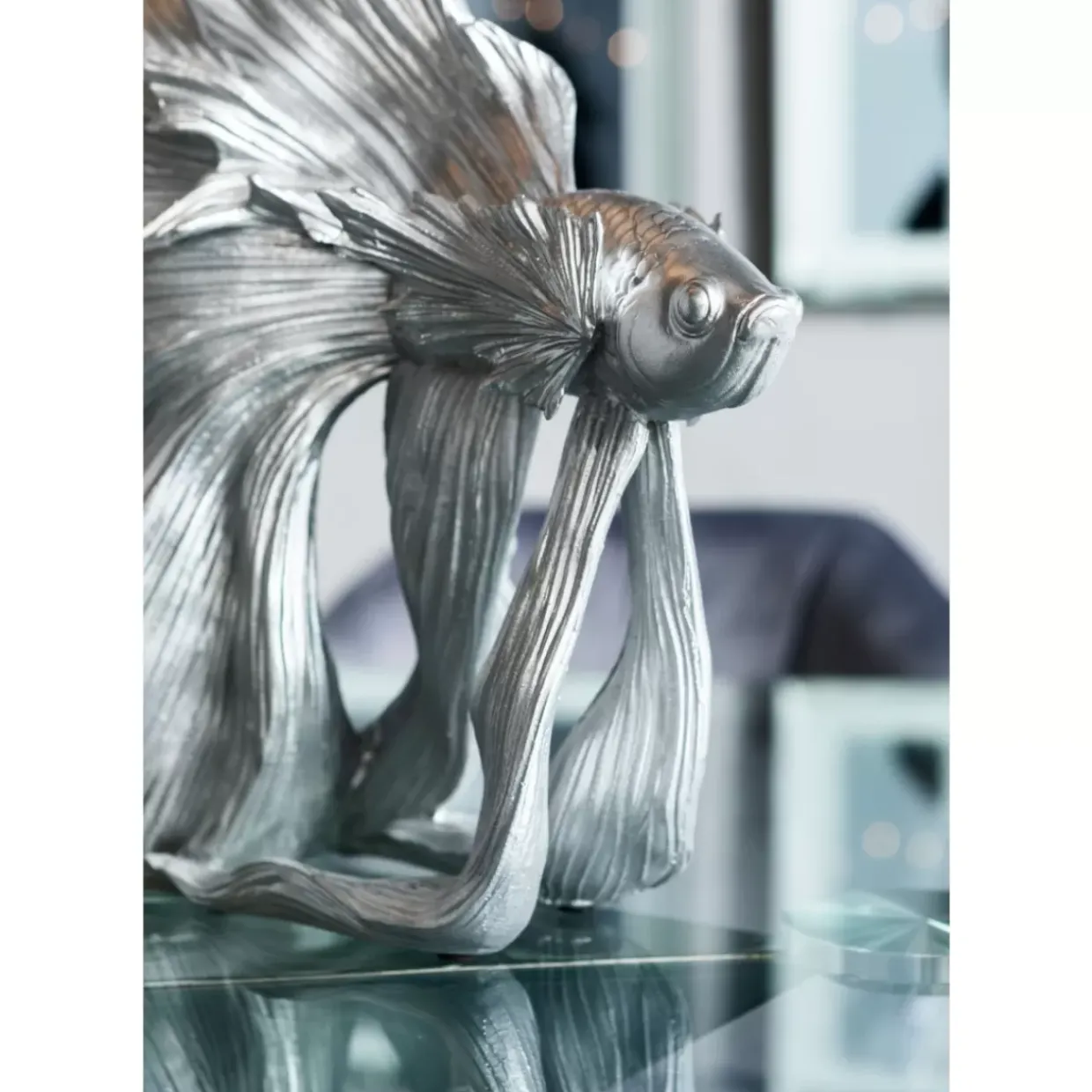 Deko Objekt Betta Fish Silber Klein