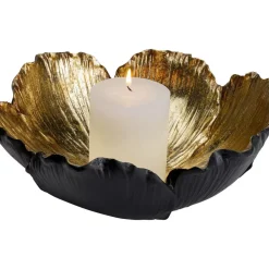 Deko Schale Flower Bloom Schwarz Gold O25Cm