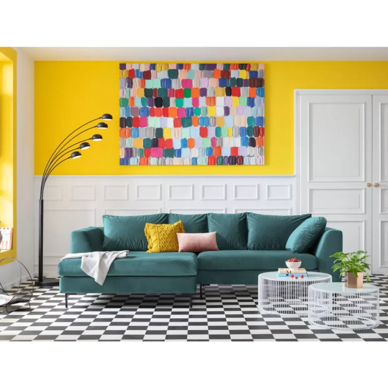 Ecksofa Gianni Velvet Dunkelgrun Rechts Schwarz