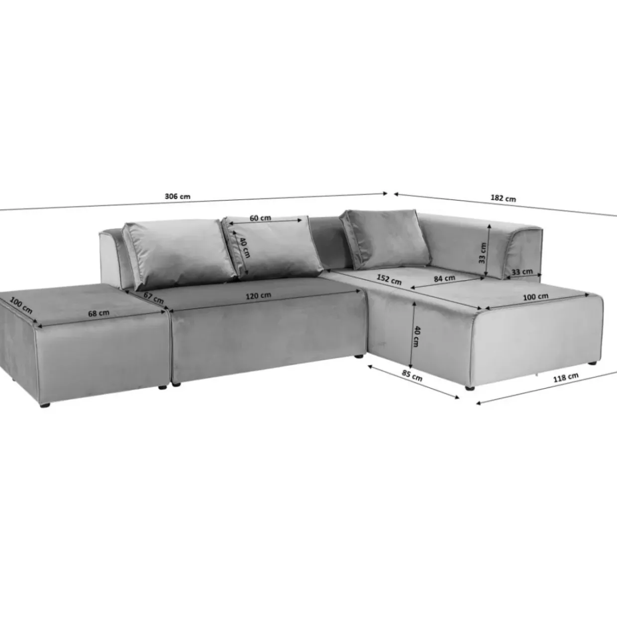 Ecksofa Infinity Ottomane Grau Links