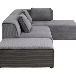 Ecksofa Infinity Ottomane Cord Grau Rechts