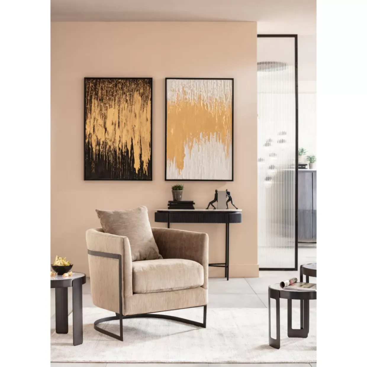Gerahmtes Bild Abstract Schwarz 80X120Cm