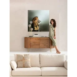 Glasbild Lion King 100X100Cm