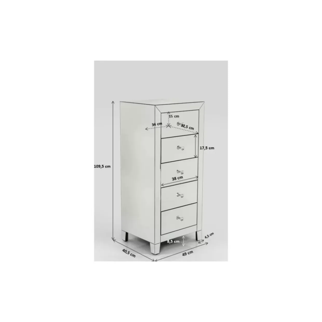 Hochkommode Luxury 5 Schube