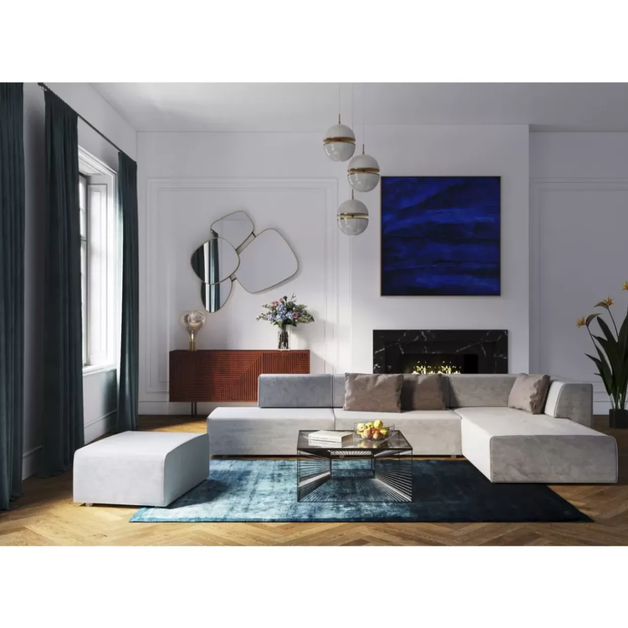 Infinity Ottomane Semi Elements Grau Rechts