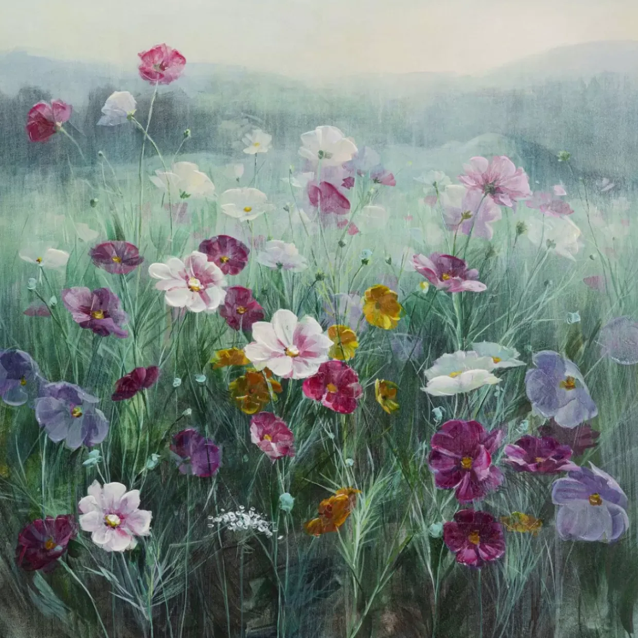 Leinwandbild Pastell Flowers 120X120Cm