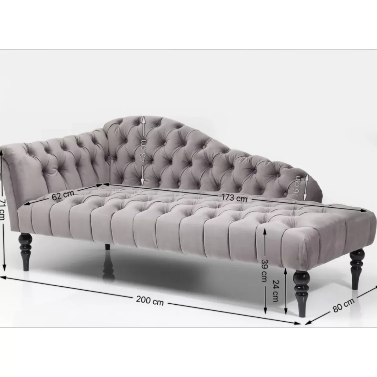 Recamiere Desire Velvet Silbergrau