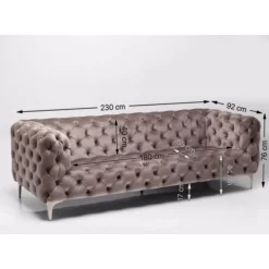 Sofa Look 3-Sitzer Velvet Grau