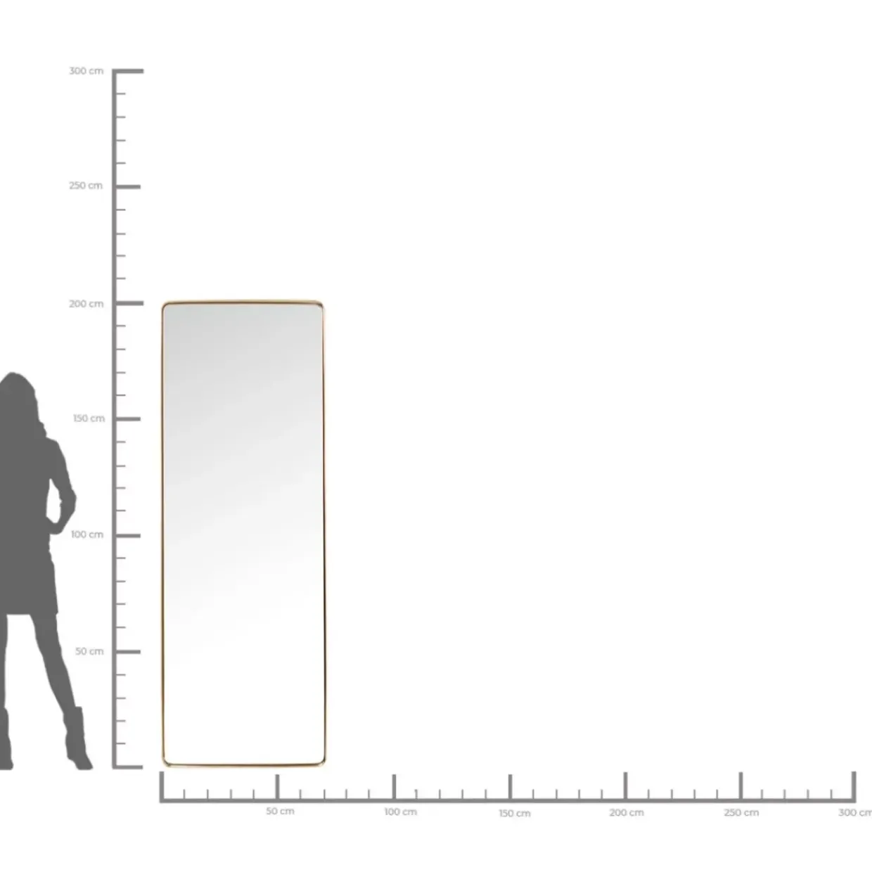 Spiegel Curve Rectangular Brass 70X200Cm