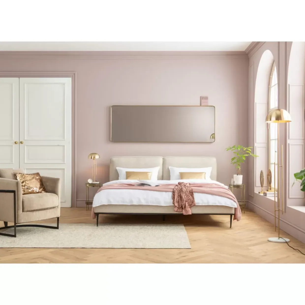 Spiegel Curve Rectangular Brass 70X200Cm