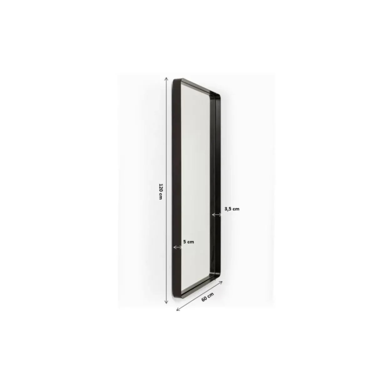 Spiegel Ombra Soft Schwarz 120X60Cm