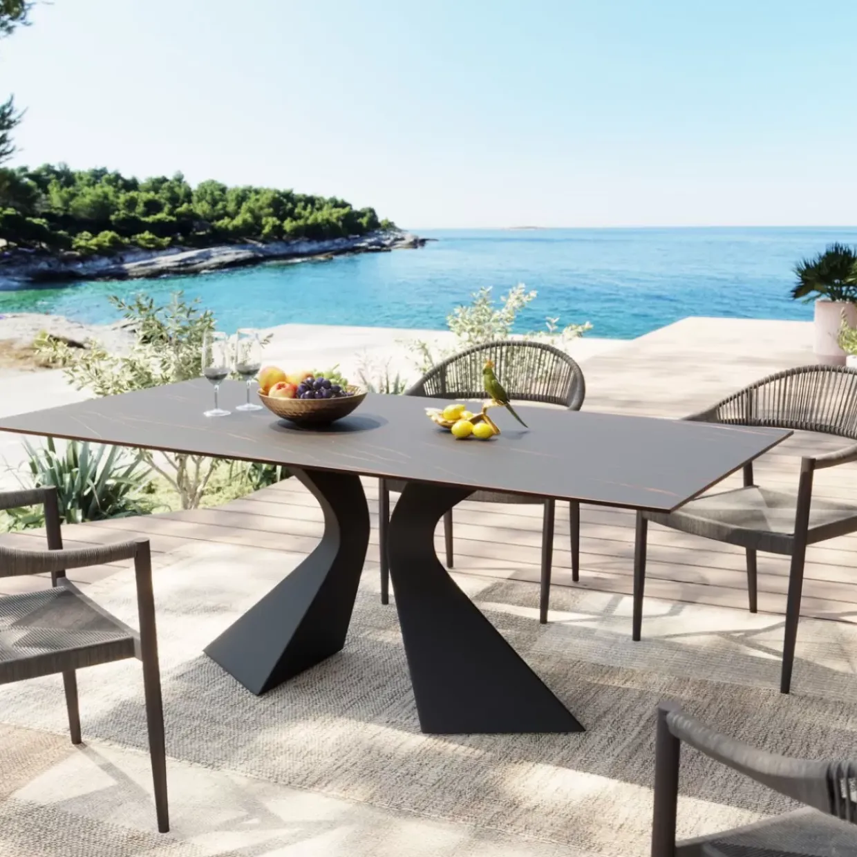 Tisch Gloria Outdoor Keramik Schwarz 180X90Cm